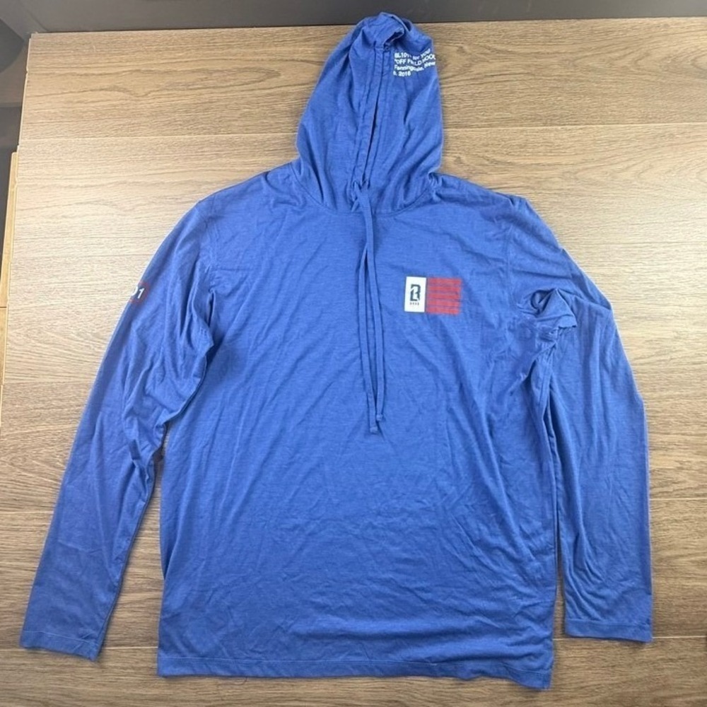 Baseball Lifestyle 101 Men's Long Sleeve Hooded T-Shirt Blue Red White XL Casual